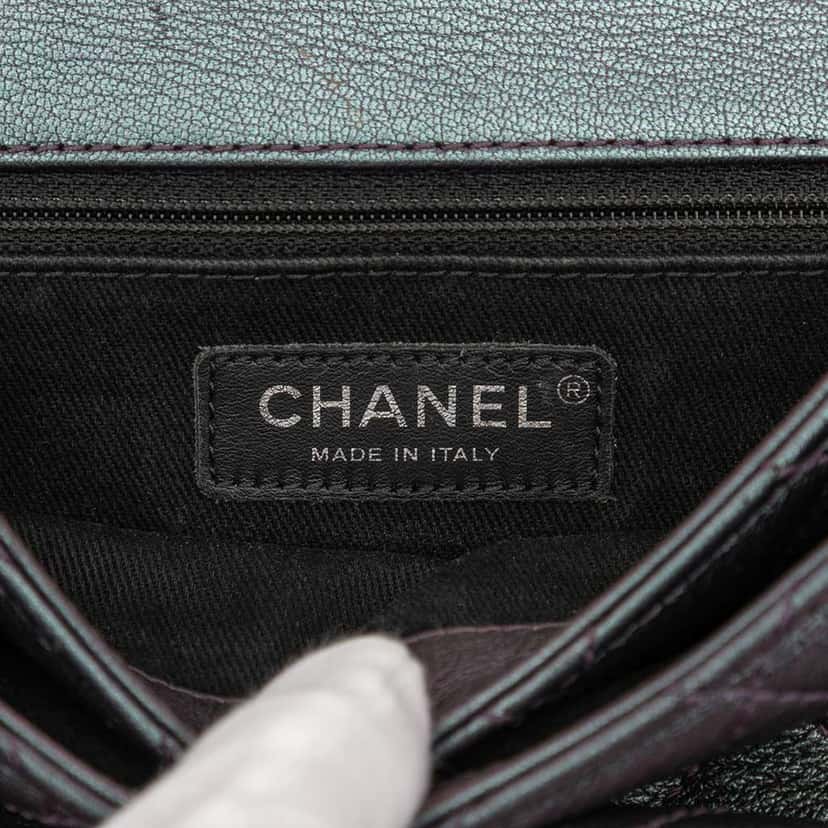 Chanel Small Iridescent Goatskin Rainbow Hardware Double Carry Waist Chain Flap Purple Leather Good condition - Box View