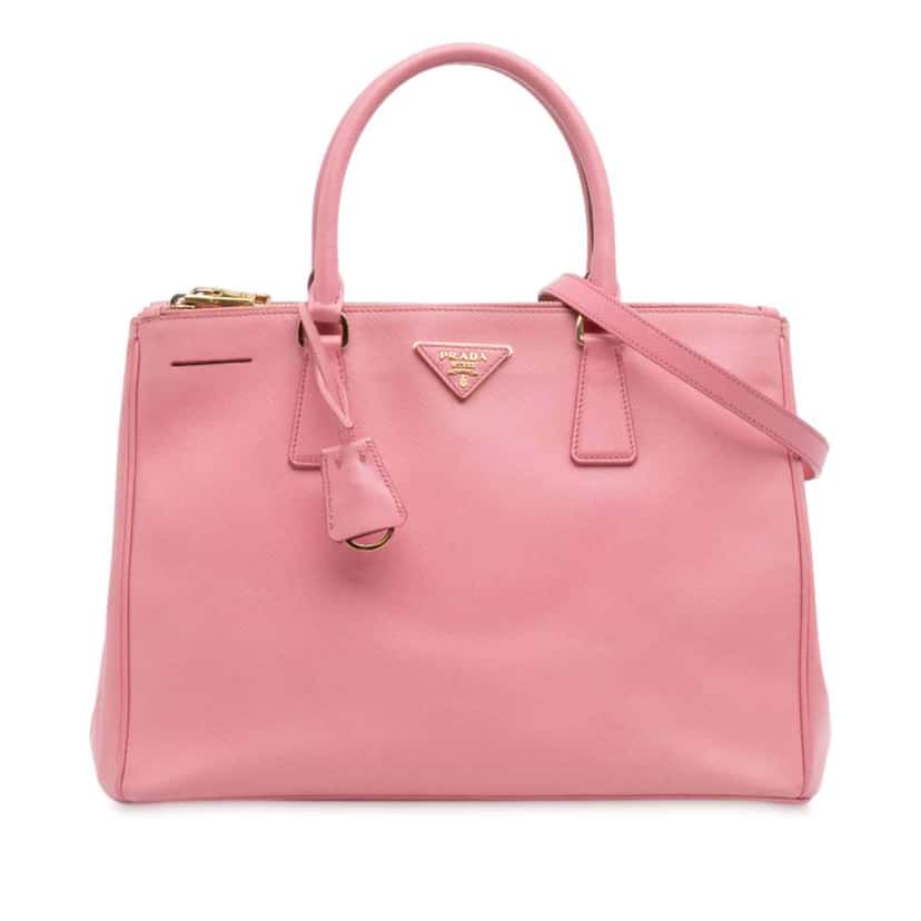 Prada Medium Saffiano Lux Galleria Double Zip Satchel Pink Leather Good condition - Front View
