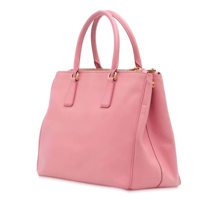 Prada Medium Saffiano Lux Galleria Double Zip Satchel Pink Leather Good condition - Back View