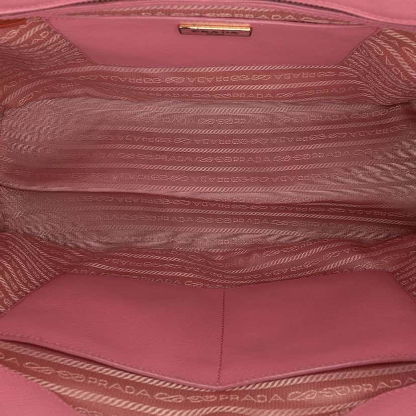 Prada Medium Saffiano Lux Galleria Double Zip Satchel Pink Leather Good condition - Model View