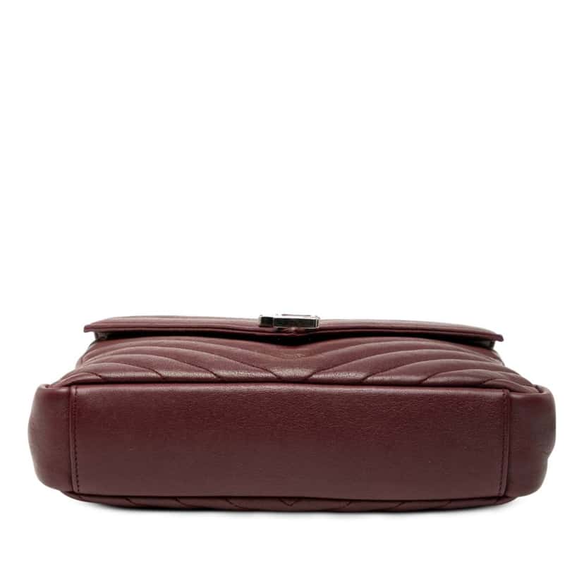 Saint Laurent Medium Chevron Sheepskin Monogram College Satchel Red Leather Good condition - Inside View