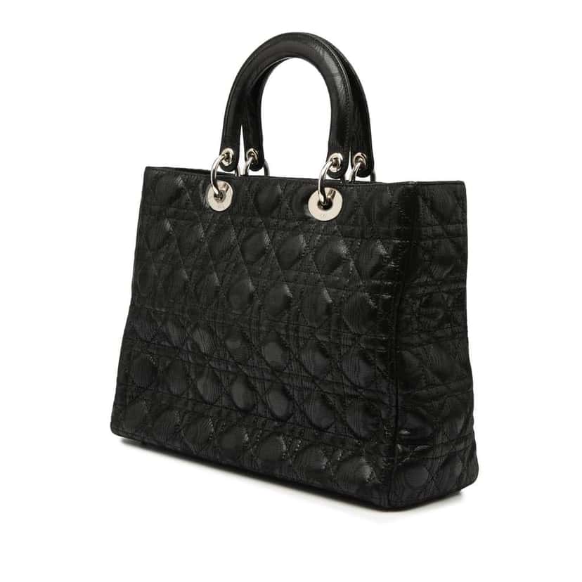 Dior Large Iridescent Fabric Cannage Lady Dior Black Polyester Good condition - Back View