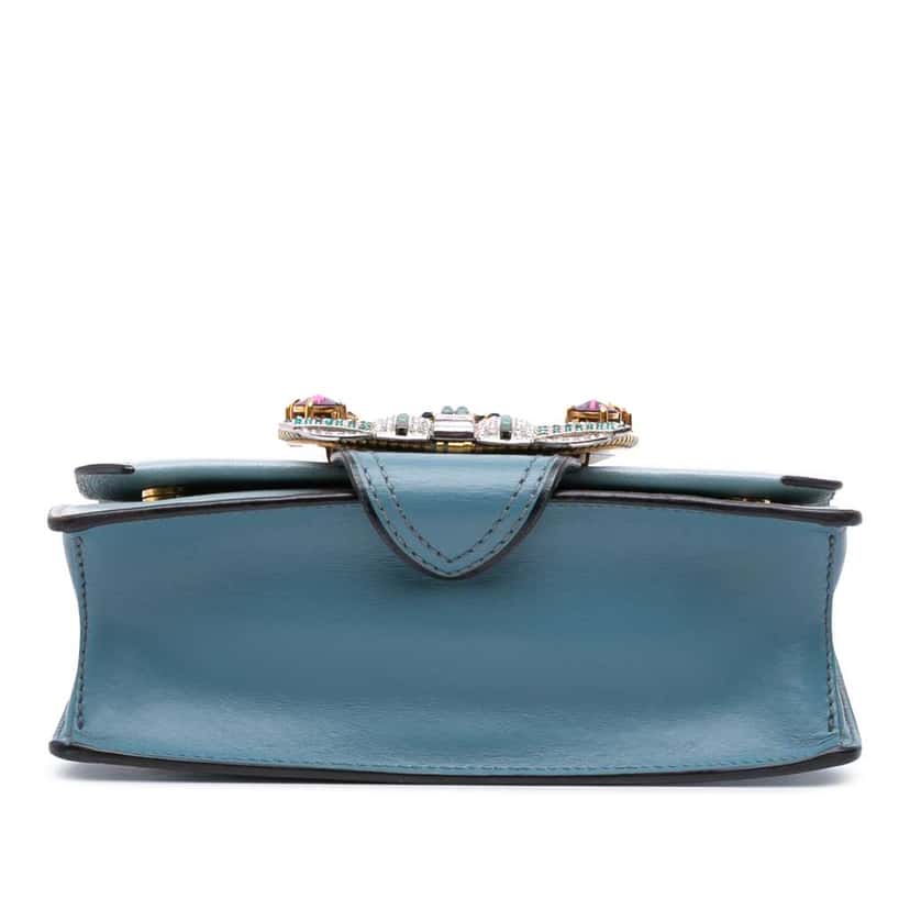 Miu Miu Goatskin Madras Soft Calf Crystal Embellished Crossbody Blue Leather Good condition - Inside View