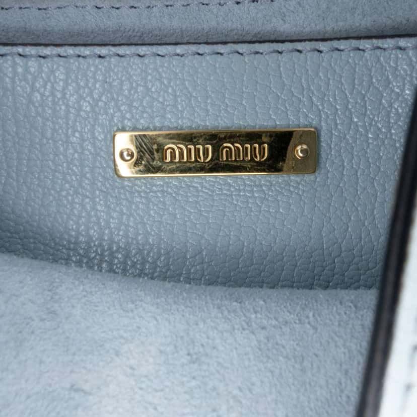 Miu Miu Goatskin Madras Soft Calf Crystal Embellished Crossbody Blue Leather Good condition - Box View