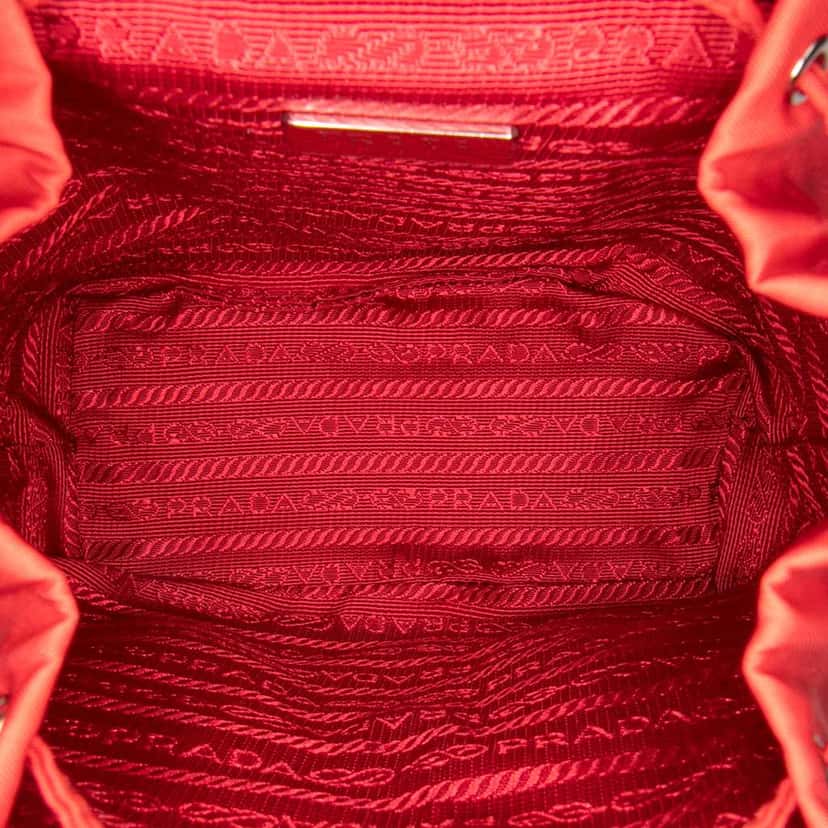 Prada Mini Tessuto Chain Backpack Red Good condition - Model View