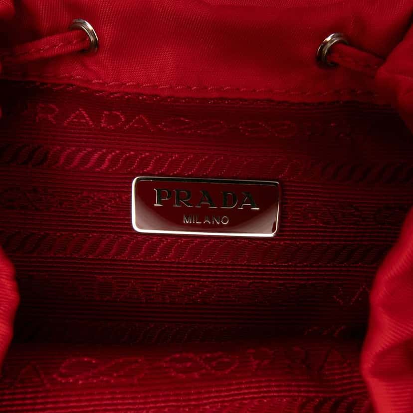 Prada Mini Tessuto Chain Backpack Red Good condition - Box View