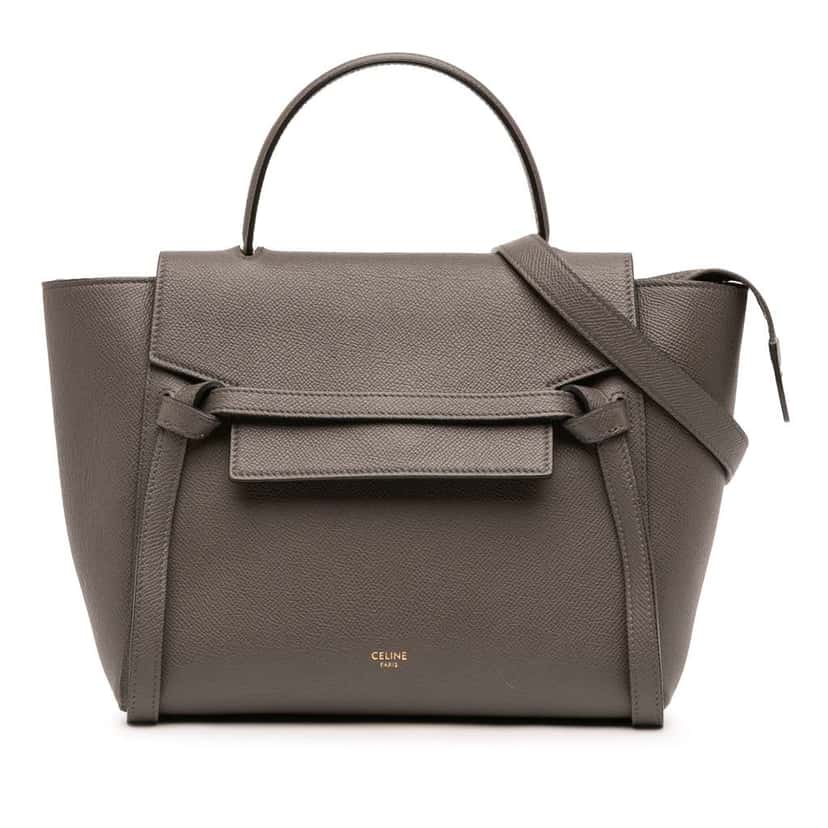Celine Micro Grained Calfskin Belt Bag Brown Leather Good condition - Front View