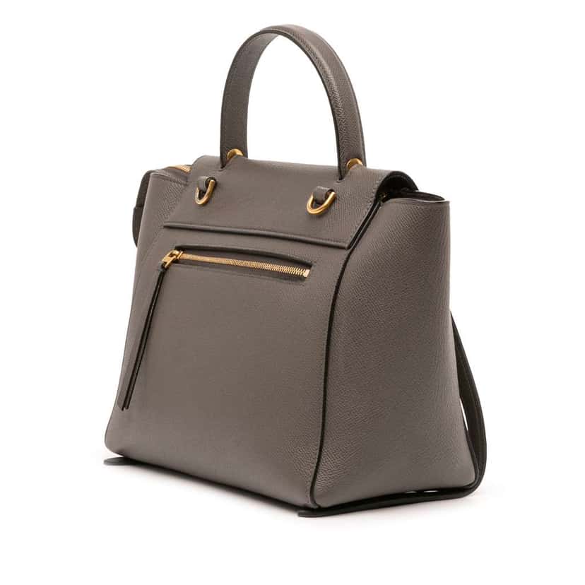 Celine Micro Grained Calfskin Belt Bag Brown Leather Good condition - Back View