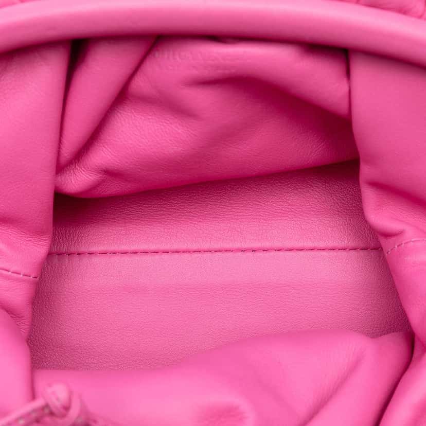 Bottega Veneta Lambskin The Mini Pouch Crossbody Pink Leather Good condition - Model View