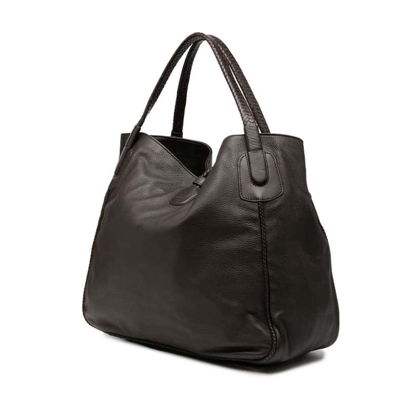 Gucci Large Pebbled Deerskin Bamboo Hip Tote Brown Leather Good condition - Back View