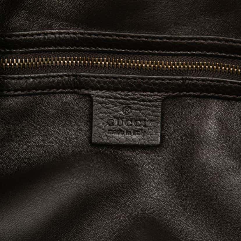 Gucci Large Pebbled Deerskin Bamboo Hip Tote Brown Leather Good condition - Box View