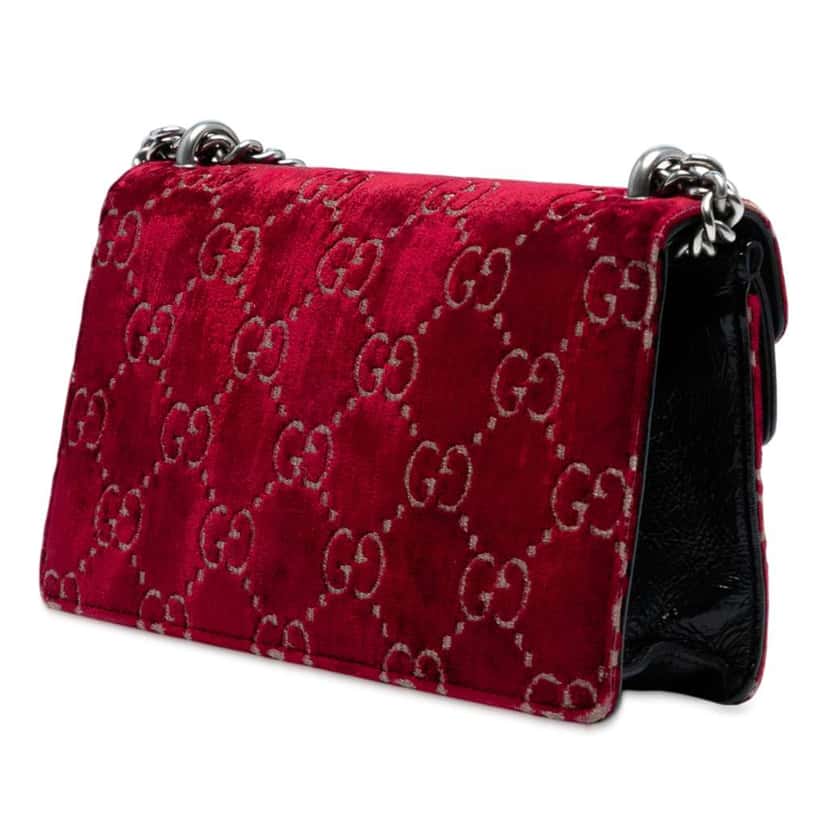 Gucci Medium GG Velvet Dionysus Crossbody Red Velvet Good condition - Back View