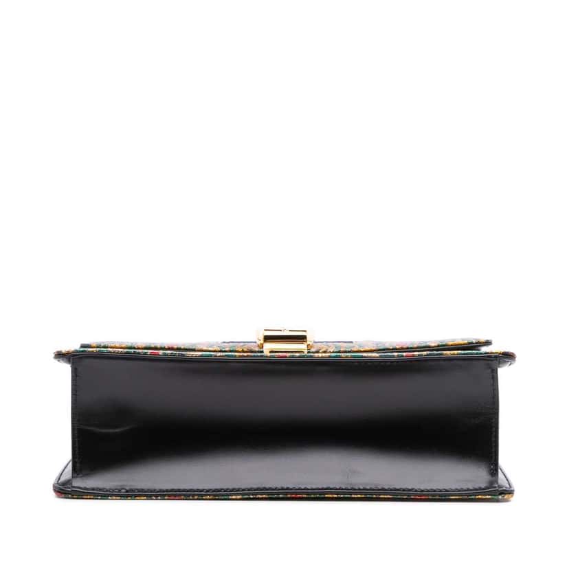 Gucci Small Canvas Brocade Sylvie Satchel Gold Canvas Good condition - Inside View