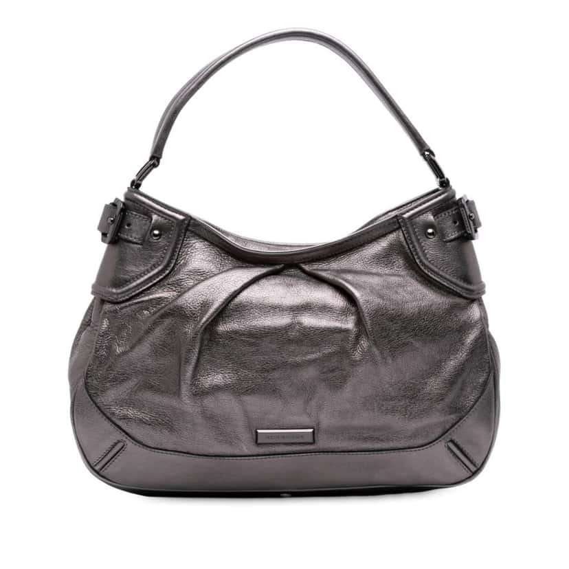 Burberry Metallic Leather Fairby Hobo Grey Leather Good condition - Front View