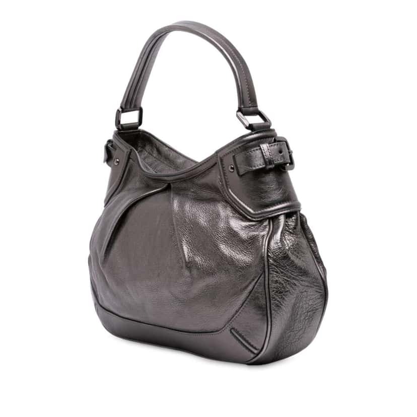 Burberry Metallic Leather Fairby Hobo Grey Leather Good condition - Back View