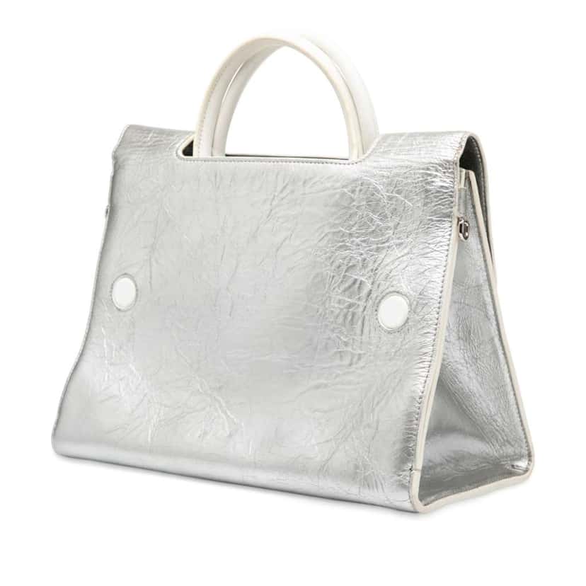 Dior Medium Metallic Crinkled Calfskin Diorever Satchel Silver Leather Good condition - Back View