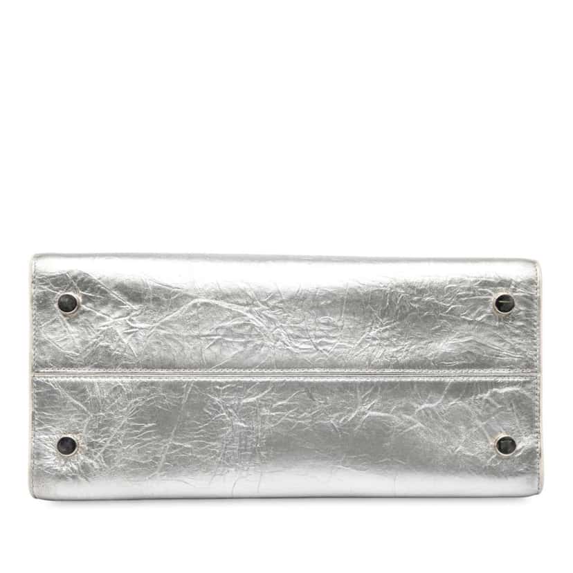 Dior Medium Metallic Crinkled Calfskin Diorever Satchel Silver Leather Good condition - Inside View