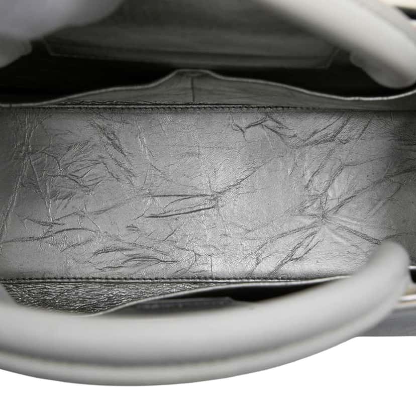 Dior Medium Metallic Crinkled Calfskin Diorever Satchel Silver Leather Good condition - Model View