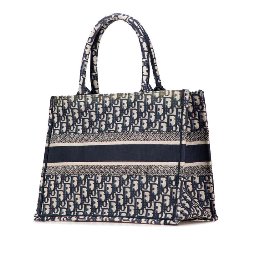 Dior Medium Oblique Canvas Book Tote Blue Canvas Good condition - Back View