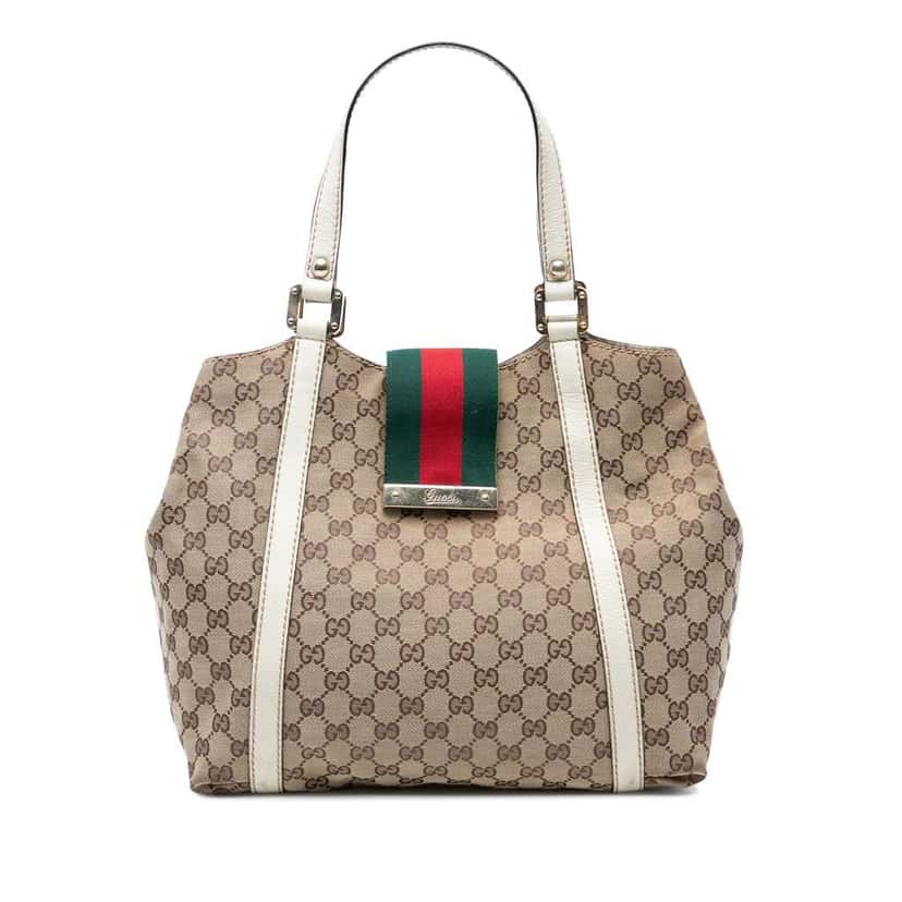 Gucci GG Canvas Web New Ladies Tote Brown Canvas Good condition - Front View