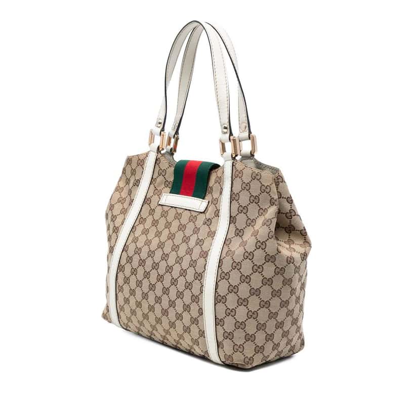 Gucci GG Canvas Web New Ladies Tote Brown Canvas Good condition - Back View
