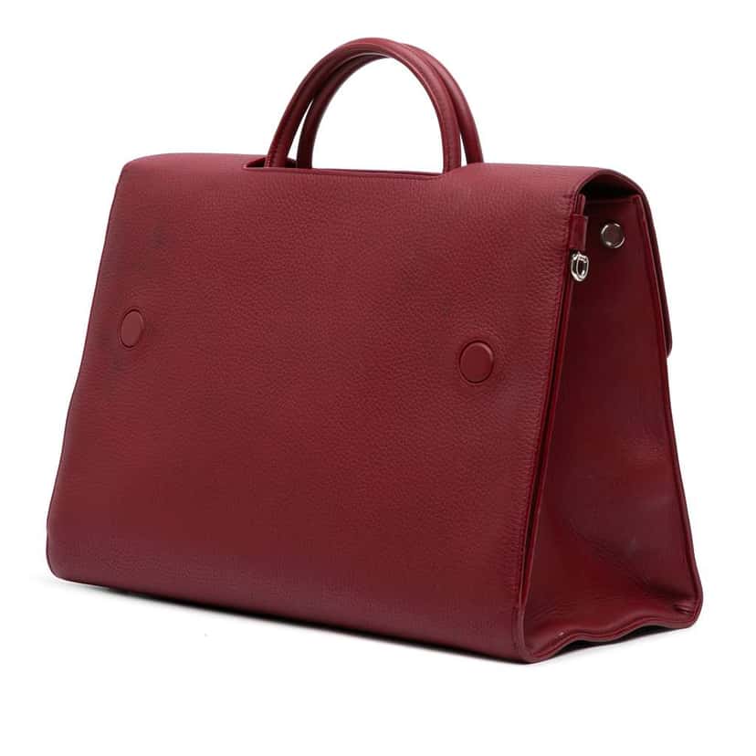 Dior Large Grained Calfskin Diorever Satchel Red Leather Good condition - Back View