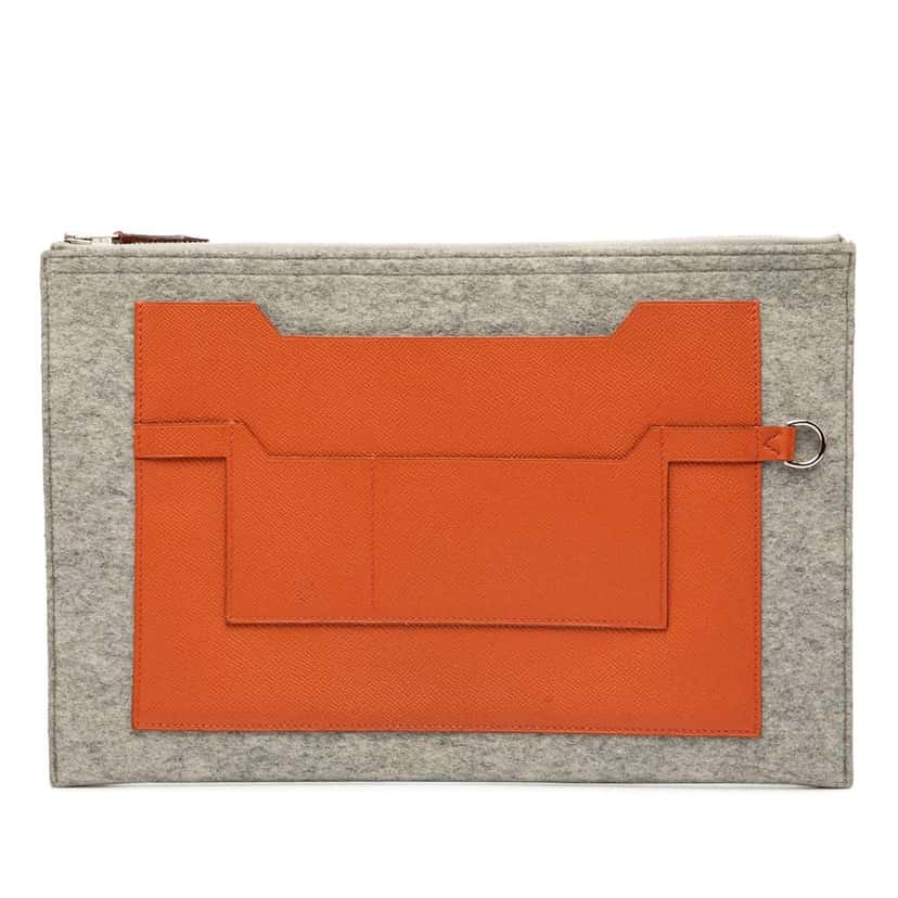 Hermès Epsom and Felt Toodoo 37 Orange Leather Good condition - Front View