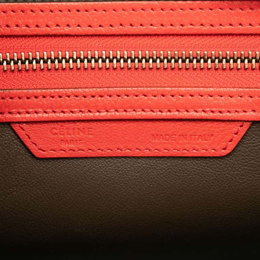 Celine Micro Bicolor Calfskin Luggage Tote Red Leather Good condition - Box View
