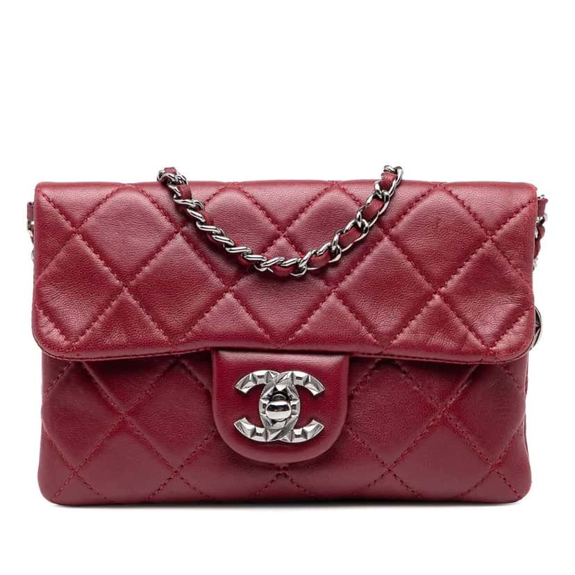 Chanel Mini Lambskin Mineral Nights Flap Red Leather Good condition - Front View