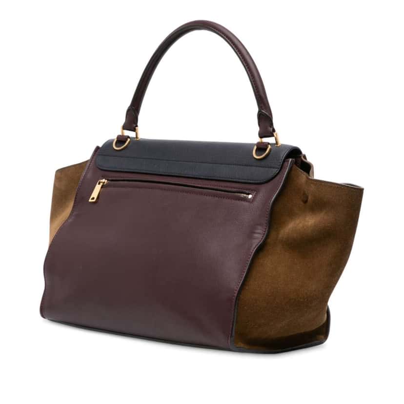 Celine Medium Tricolor Leather Trapeze Satchel Red Leather Good condition - Back View