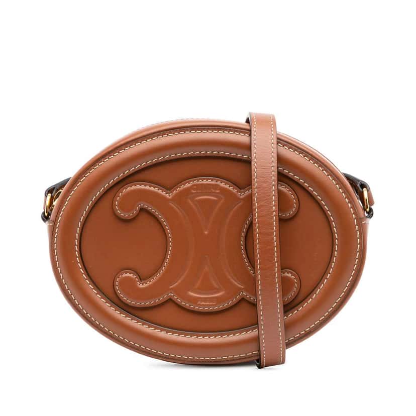 Celine Small Calfskin Cuir Triomphe Oval Crossbody Brown Leather Good condition - Front View