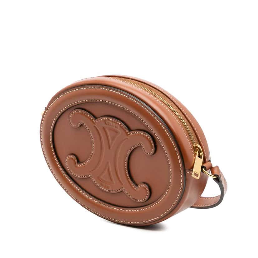 Celine Small Calfskin Cuir Triomphe Oval Crossbody Brown Leather Good condition - Back View