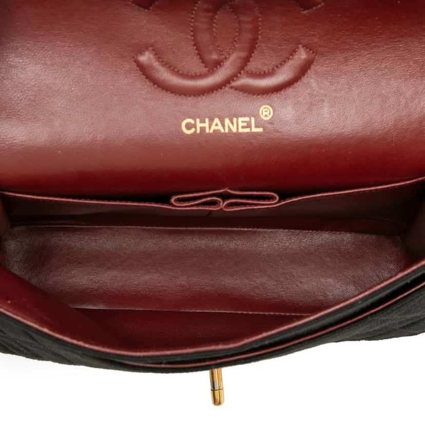 Chanel Medium Classic Jersey Double Flap Black Cotton Good condition - Model View