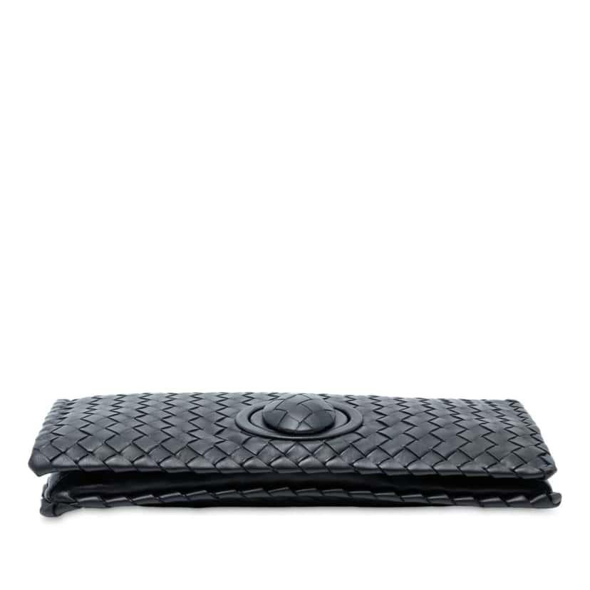 Bottega Veneta Nappa Intrecciato Turn Lock Clutch Black Leather Good condition - Inside View