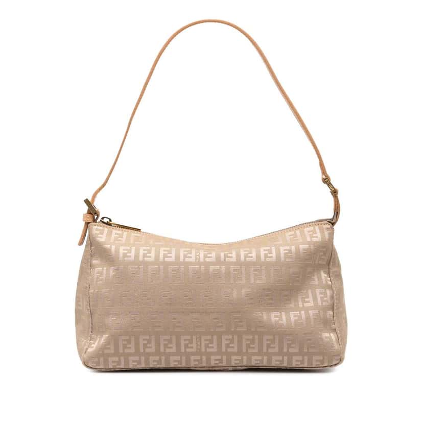 Fendi Zucchino Canvas Pochette Brown Canvas Good condition - Front View
