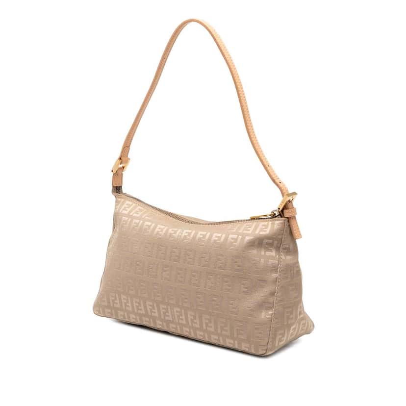Fendi Zucchino Canvas Pochette Brown Canvas Good condition - Back View