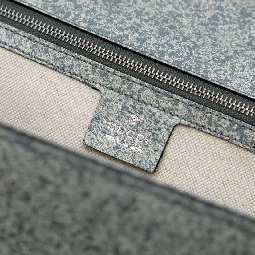 Gucci Large Speckled Leather New Bamboo Top Handle Bag Grey Leather Good condition - Box View