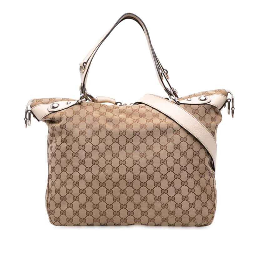 Gucci Large GG Canvas Icon Bit Satchel Brown Canvas Good condition - Front View
