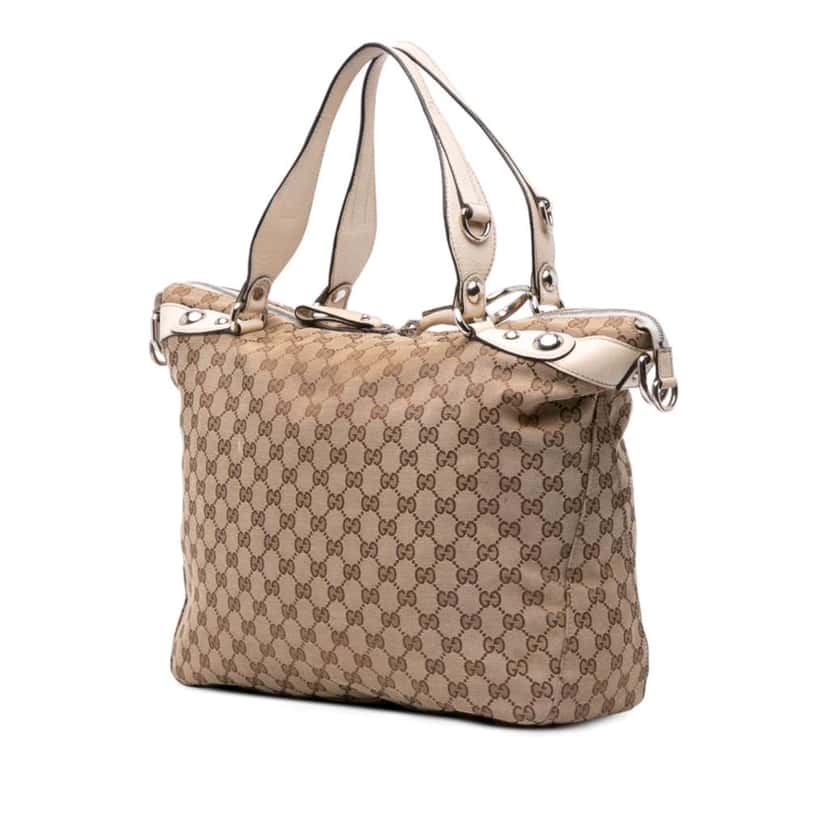 Gucci Large GG Canvas Icon Bit Satchel Brown Canvas Good condition - Back View
