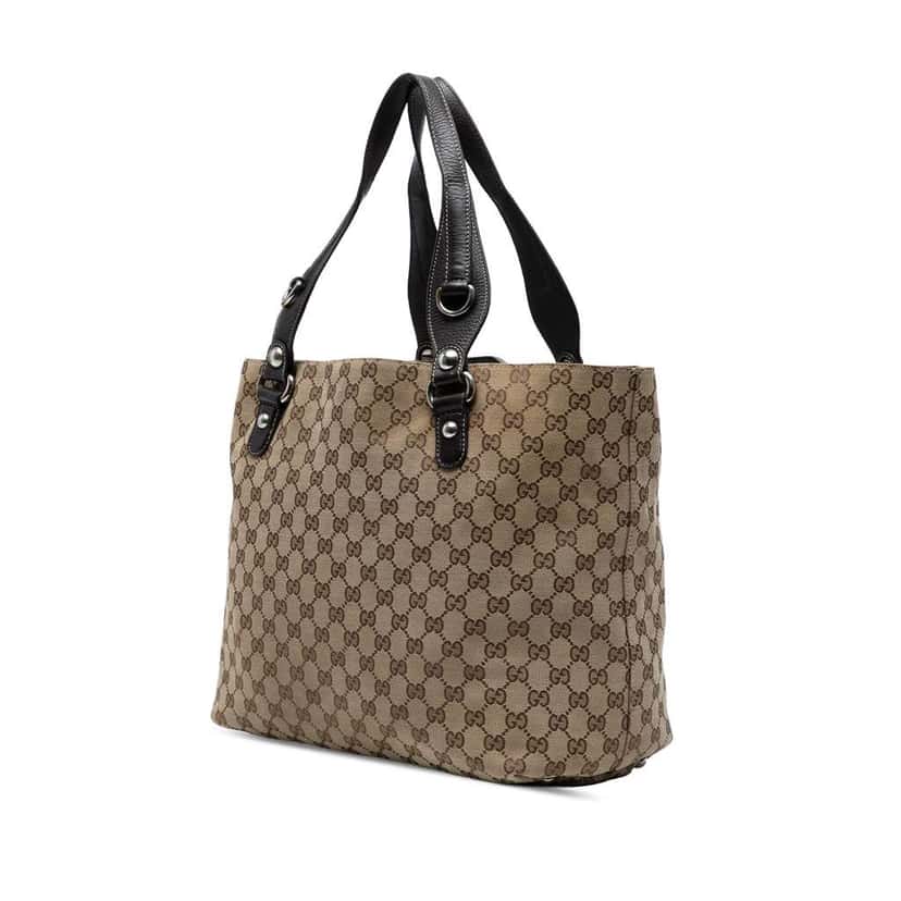 Gucci GG Canvas Icon Bit Tote Brown Canvas Fair condition - Back View