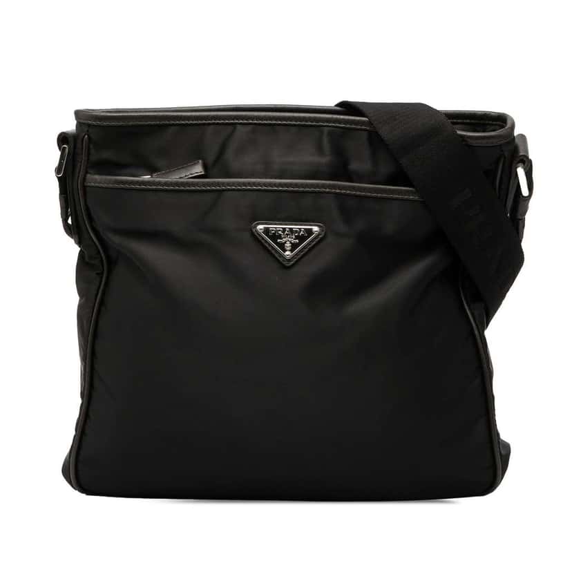 Prada Tessuto Zip Top Crossbody Black Good condition - Front View