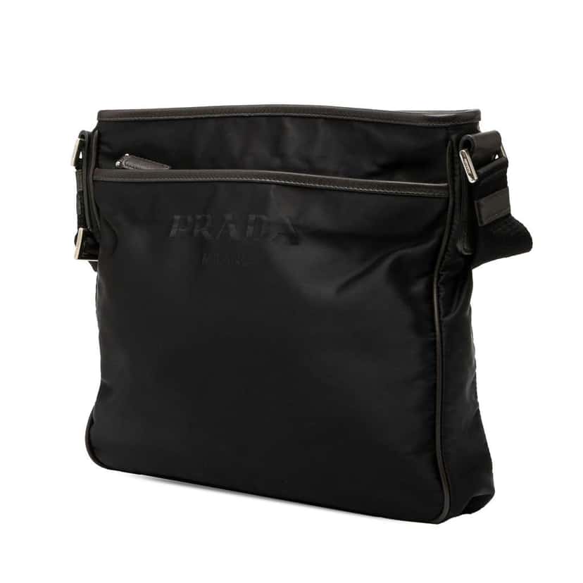 Prada Tessuto Zip Top Crossbody Black Good condition - Back View
