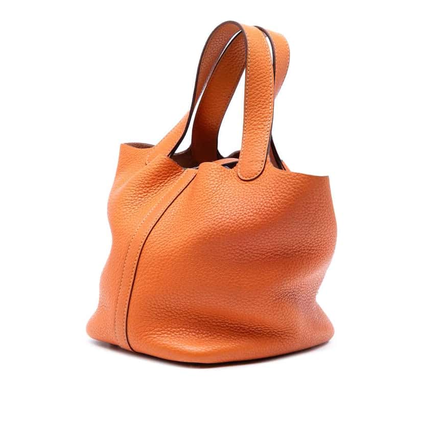 Hermès Clemence Picotin Lock 18 Orange Leather Good condition - Back View