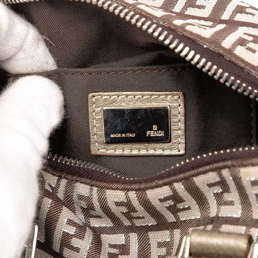Fendi Mini Zucchino Canvas Forever Bauletto Boston Bag Brown Canvas Good condition - Box View