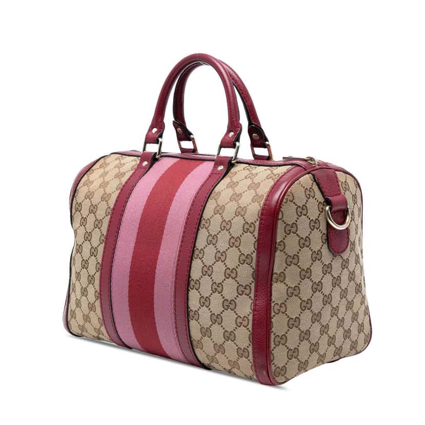Gucci Medium GG Canvas Web Joy Boston Bag Brown Canvas Good condition - Back View