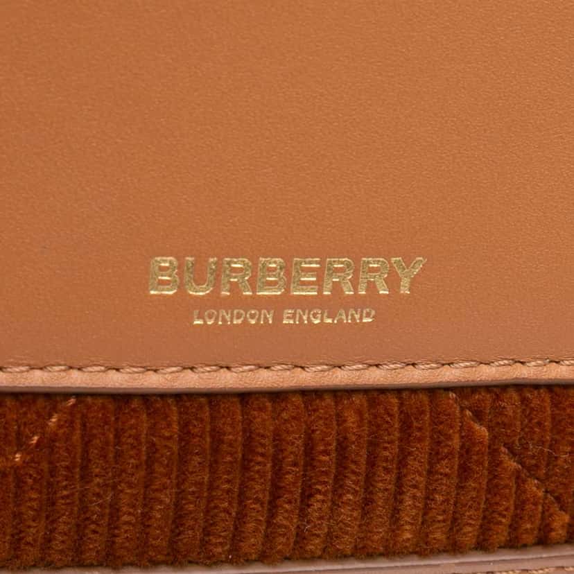 Burberry Micro Corduroy Olympia Shoulder Bag Brown Velvet Good condition - Box View