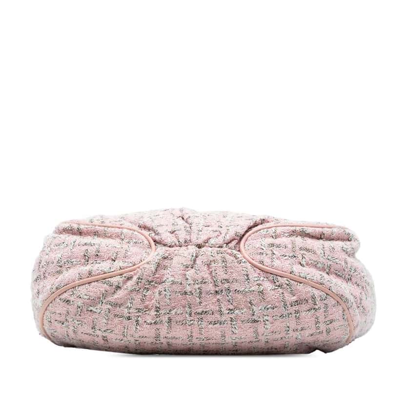Chanel Tweed Boucle Knitting Top Handle Bag Pink Tweed Good condition - Inside View