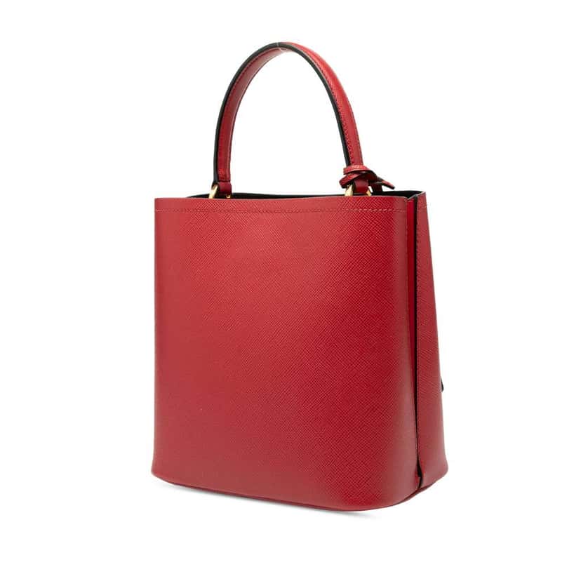 Prada Medium Saffiano Cuir Panier Satchel Red Leather Good condition - Back View