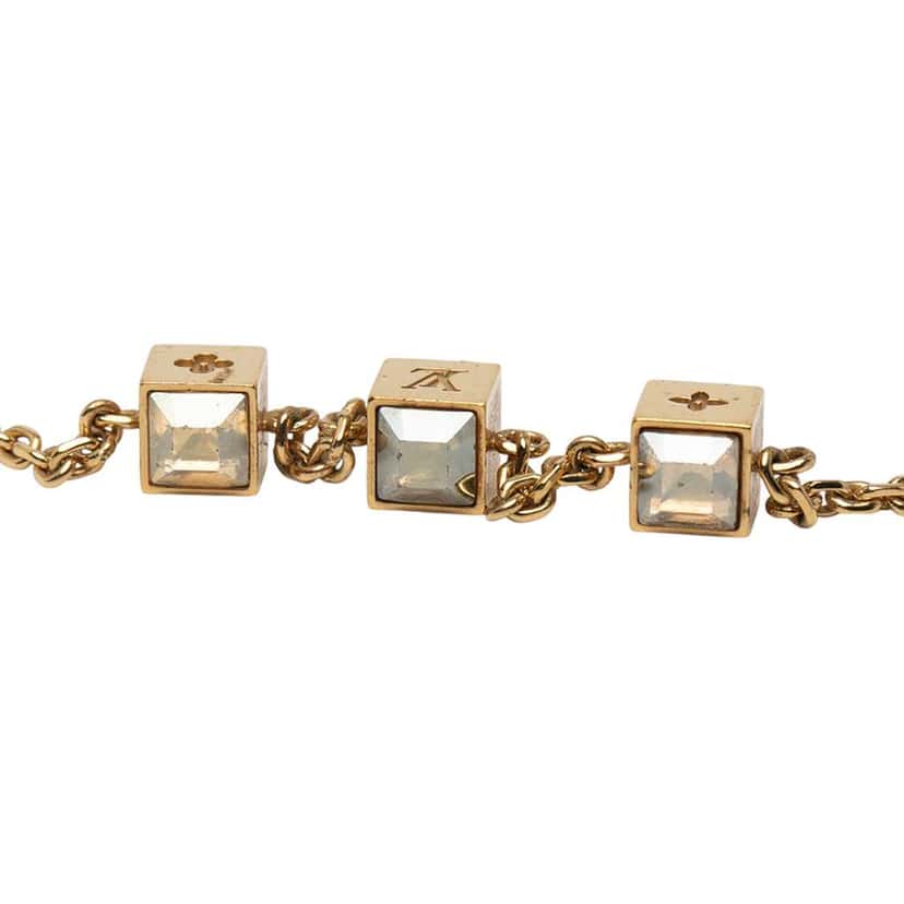 Louis Vuitton Gold Plated Crystal Gamble Necklace Gold Metal Good condition - Back View