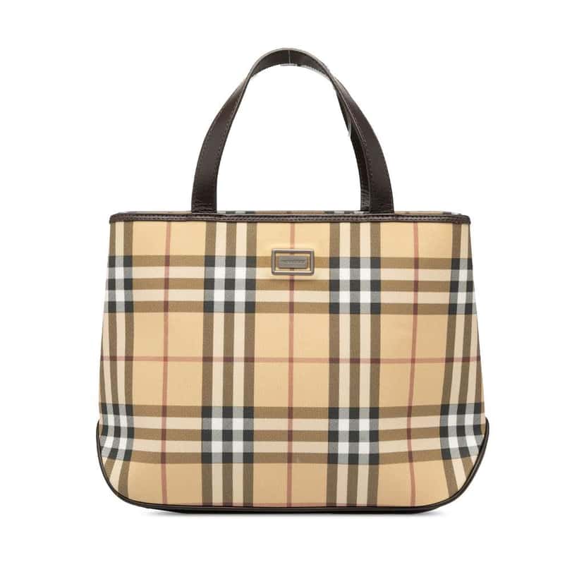 Burberry House Check Canvas Handbag Brown Canvas Good condition - Front View